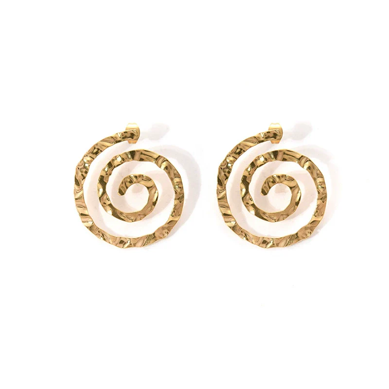 Women's Punk Style Stainless Steel Swirl Hollow Spiral Electroplated Earrings - Image 5
