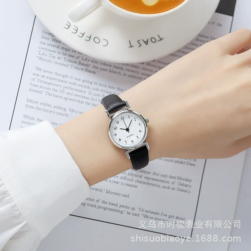 Women's Quartz Watch Alloy Case Imitation Leather Strap Stainless Steel Buckle Round Dial Leisure Style