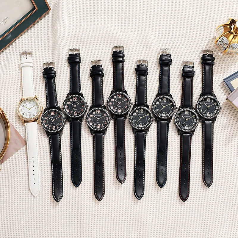 Women's Quartz Watch Alloy Case Stainless Steel Buckle Pu Strap Round Dial Sapphire Crystal Glass Mirror - Image 4