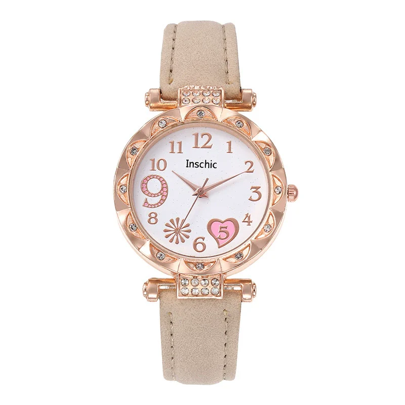 Women's Quartz Watch With Heart Dial And Round Shape Alloy Case Imitation Leather Strap Stainless Steel Buckle Casual Style - Image 7