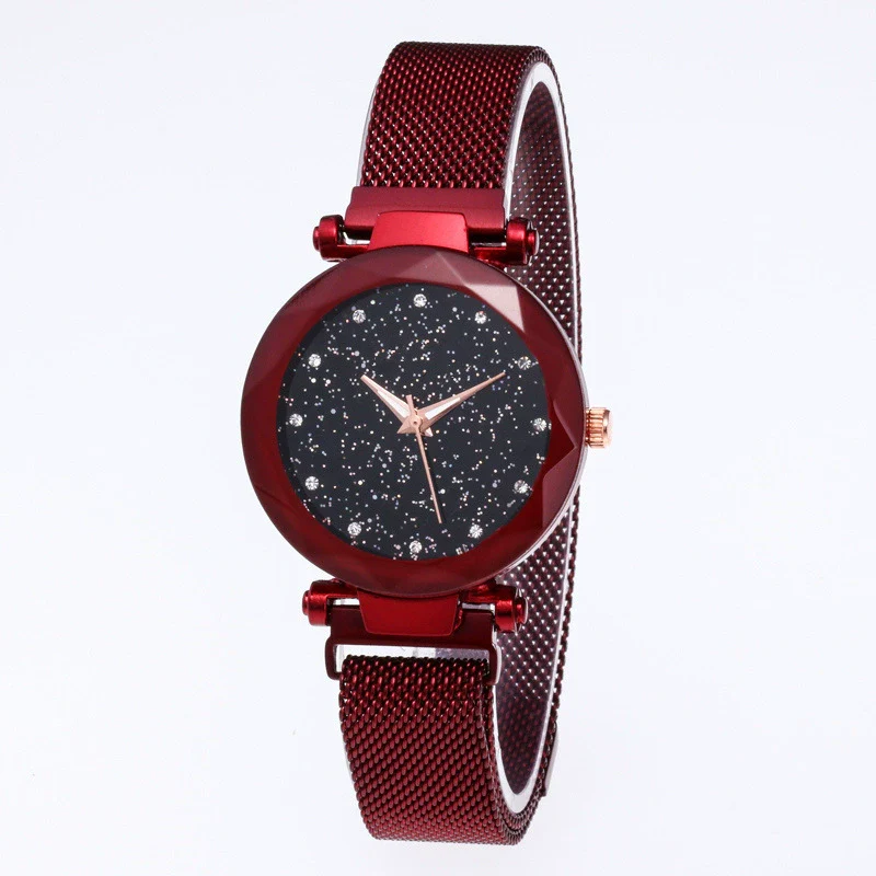 Women's Quartz Watch With Magnet Buckle Alloy Strap And Case Titanium Buckle Round Dial Leisure Style Starry Sky Design - Image 7
