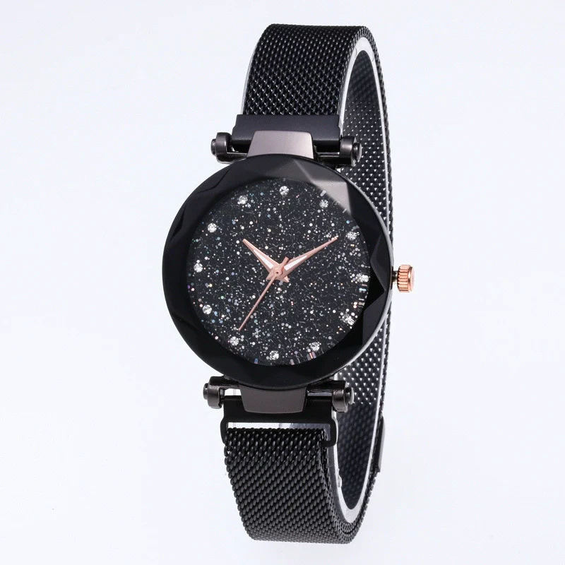 Women's Quartz Watch With Magnet Buckle Alloy Strap And Case Titanium Buckle Round Dial Leisure Style Starry Sky Design - Image 9