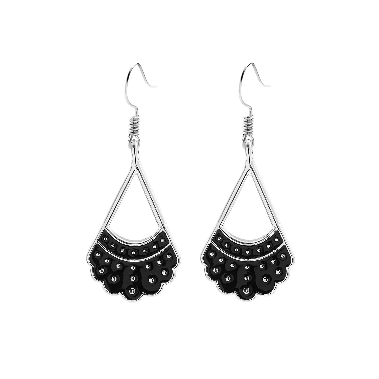 Women's Retro Drop Oil Fanshaped Copper Alloy Stud Earrings - Image 5