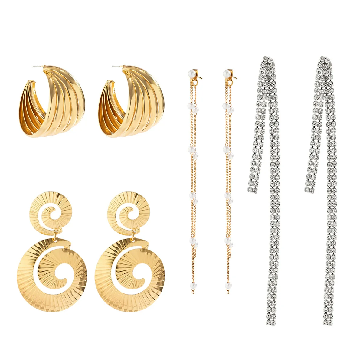 Women's Retro Elegant Metal Tassel Earrings With Geometric Pattern And Electroplating Treatment