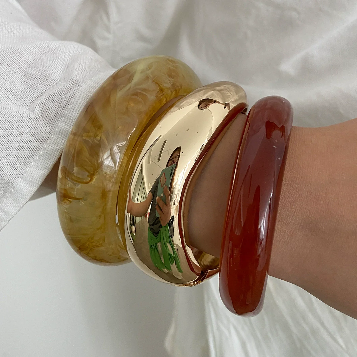 Women's Retro Elegant Resin Polish Geometric Style Combination Bracelet