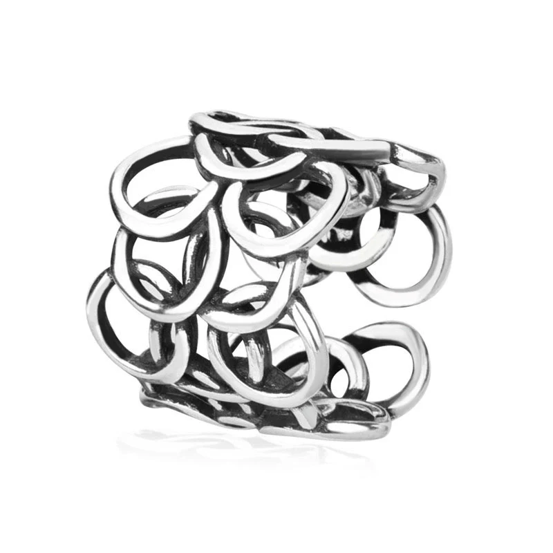Women's Retro Geometric Copper Ring 925 Sterling Silver Electroplated - Image 5