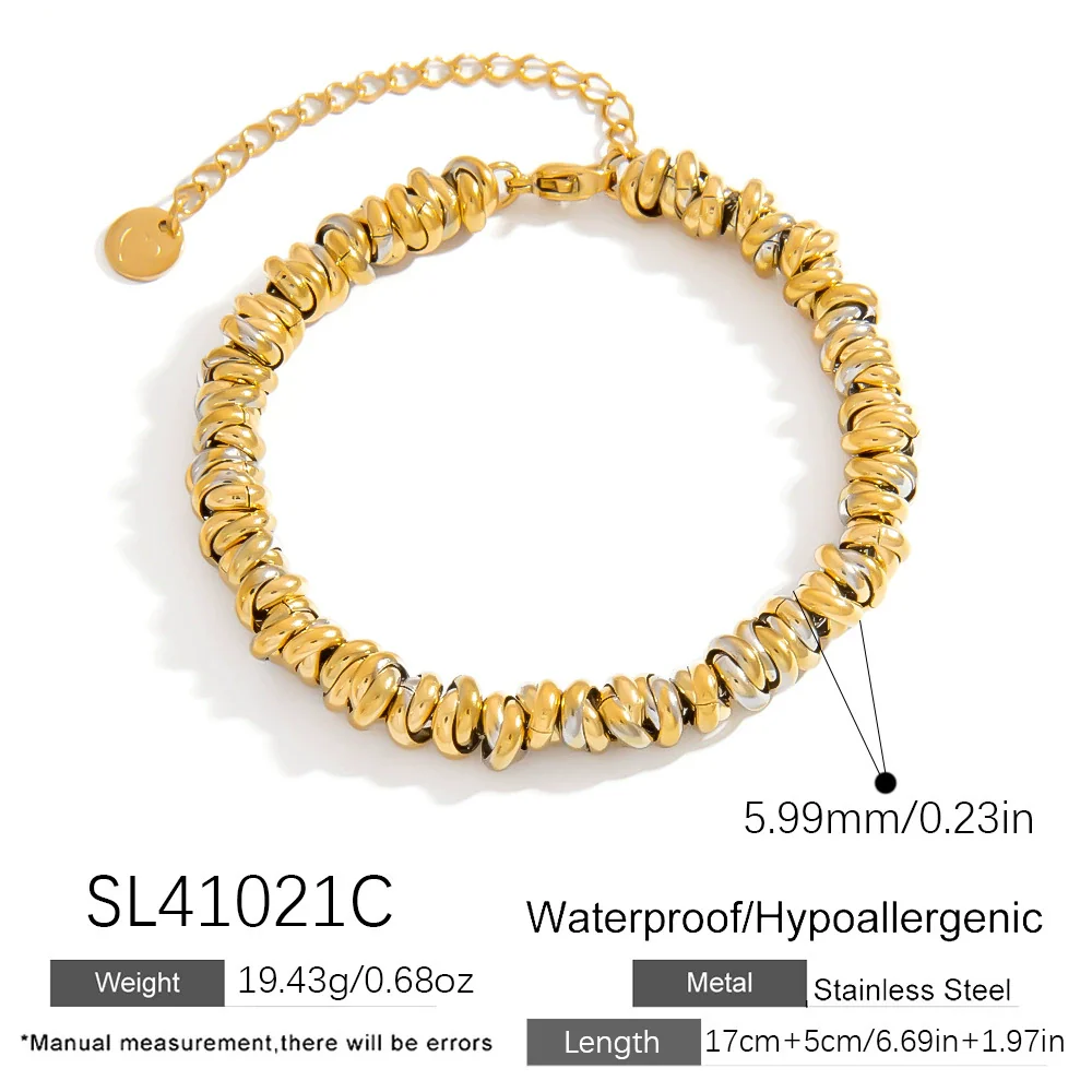 Women's Retro Light Luxury Titanium Steel And Stainless Steel Bracelet Electroplated 18K Gold With Geometric Pattern - Image 12