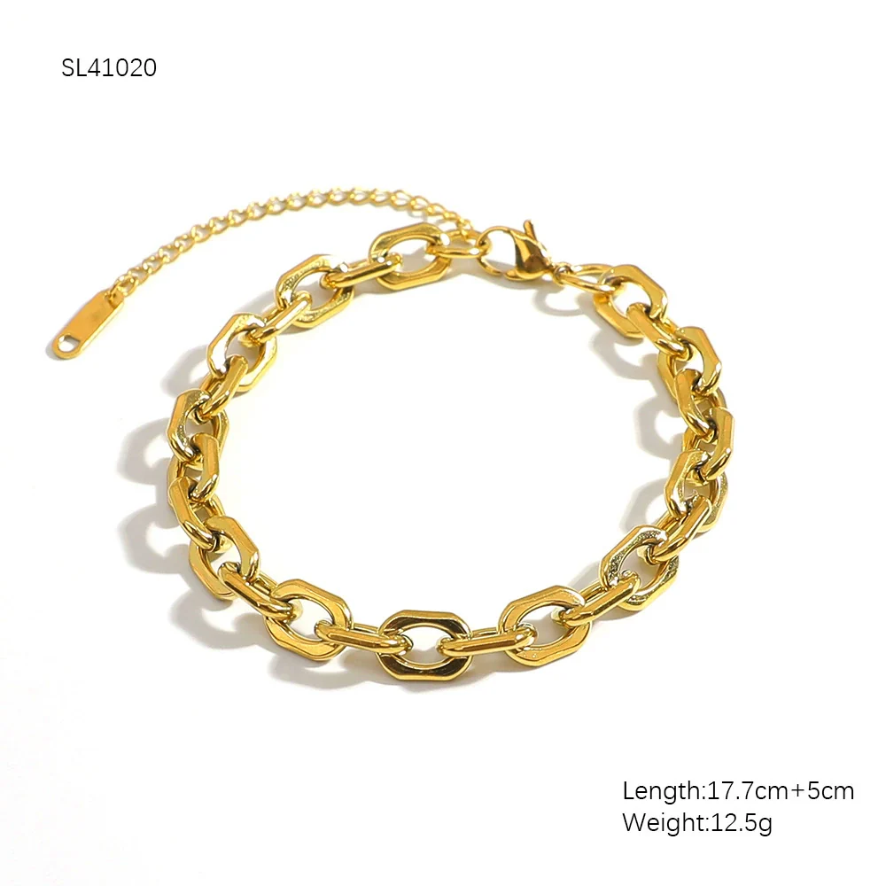 Women's Retro Light Luxury Titanium Steel And Stainless Steel Bracelet Electroplated 18K Gold With Geometric Pattern - Image 6