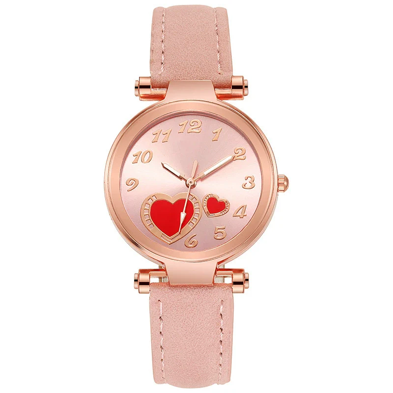 Women's Retro Love Casual Watch Alloy Case Pu Strap Stainless Steel Buckle Round Dial Onion Crown Mineral Reinforced Glass Mirror - Image 11