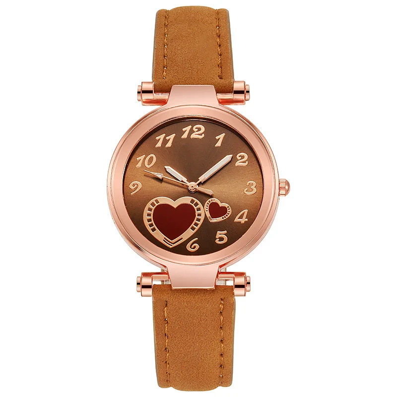 Women's Retro Love Casual Watch Alloy Case Pu Strap Stainless Steel Buckle Round Dial Onion Crown Mineral Reinforced Glass Mirror - Image 12