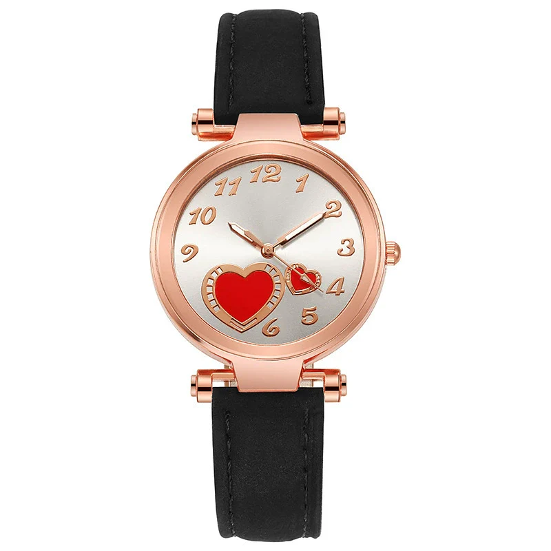 Women's Retro Love Casual Watch Alloy Case Pu Strap Stainless Steel Buckle Round Dial Onion Crown Mineral Reinforced Glass Mirror - Image 13