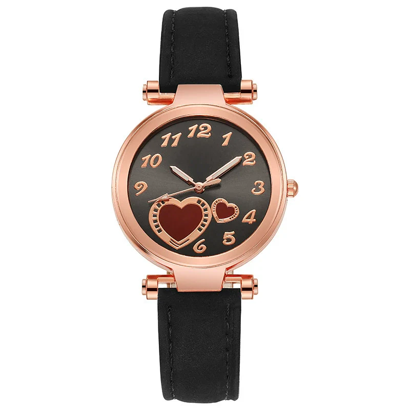 Women's Retro Love Casual Watch Alloy Case Pu Strap Stainless Steel Buckle Round Dial Onion Crown Mineral Reinforced Glass Mirror - Image 5