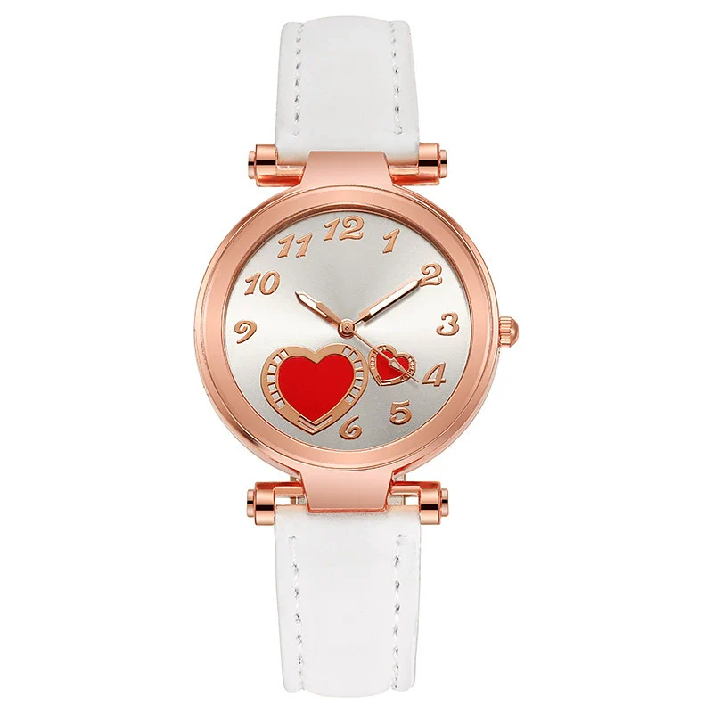 Women's Retro Love Casual Watch Alloy Case Pu Strap Stainless Steel Buckle Round Dial Onion Crown Mineral Reinforced Glass Mirror - Image 6