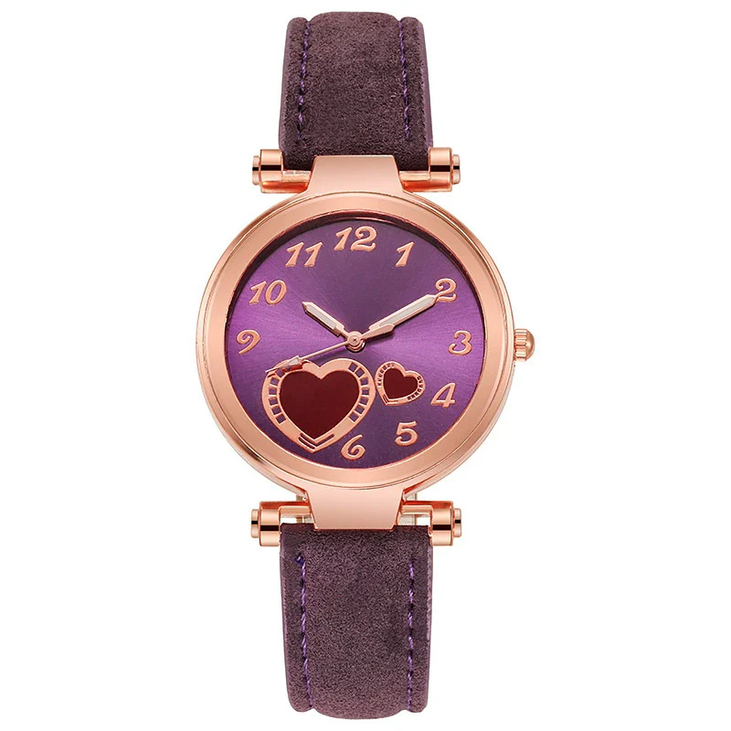 Women's Retro Love Casual Watch Alloy Case Pu Strap Stainless Steel Buckle Round Dial Onion Crown Mineral Reinforced Glass Mirror - Image 8