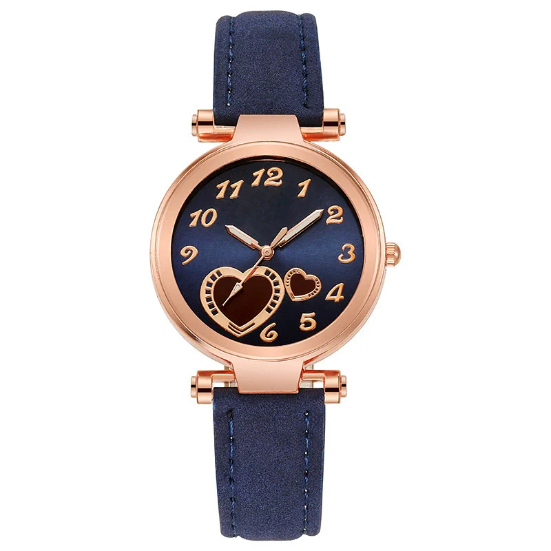 Women's Retro Love Casual Watch Alloy Case Pu Strap Stainless Steel Buckle Round Dial Onion Crown Mineral Reinforced Glass Mirror - Image 9