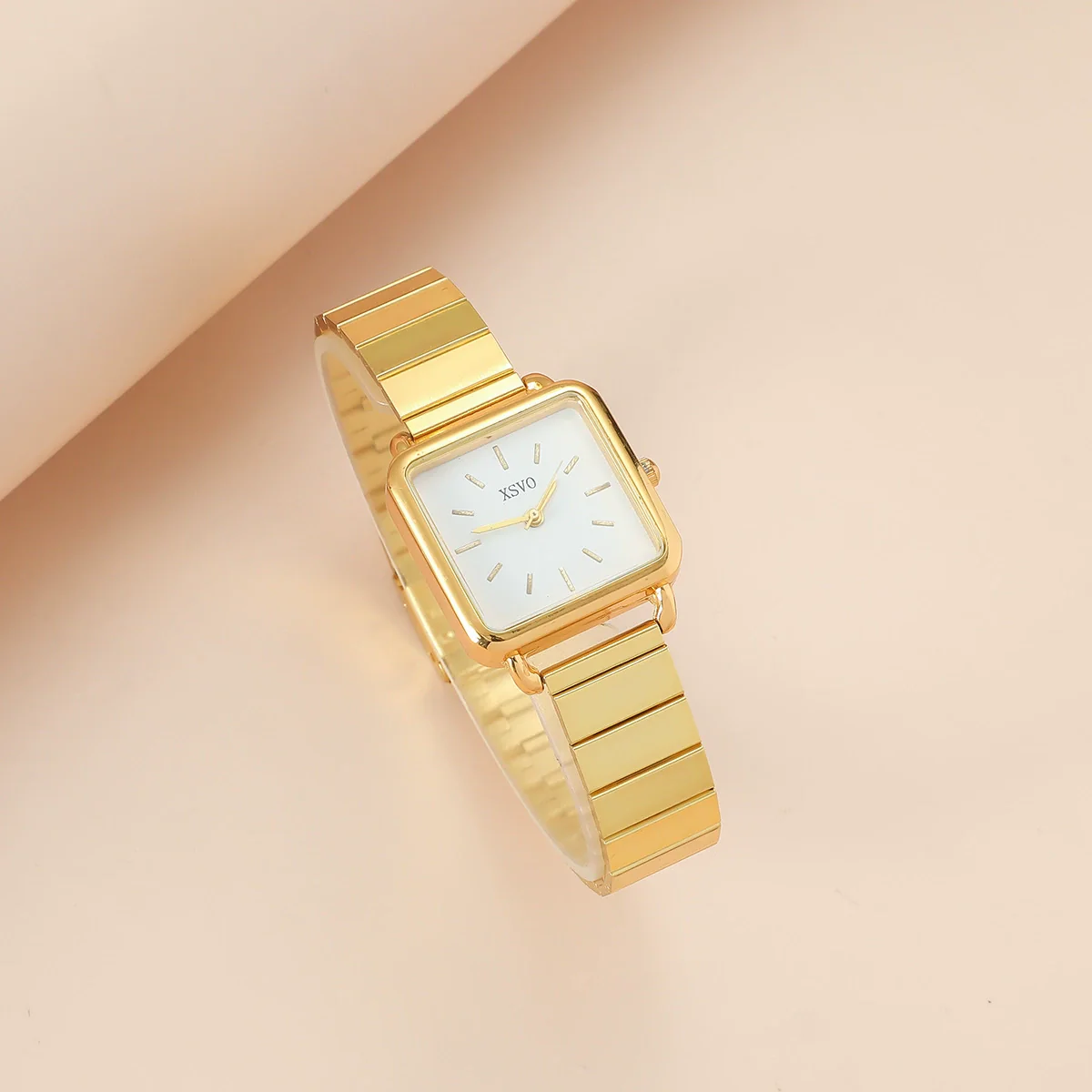 Women's Retro Niche Square Alloy Case Stainless Steel Clasp Imitation Leather Strap Watch And Bracelet Suit - Image 2