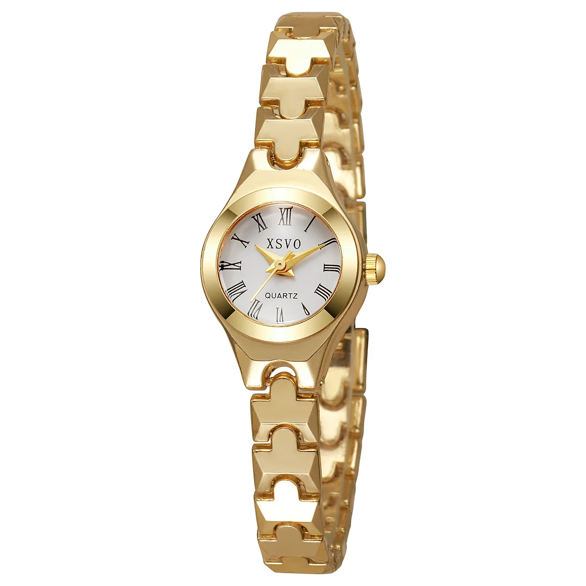 Women's Retro Roman Numeral Round Dial Alloy Bracelet Style Watch - Image 6