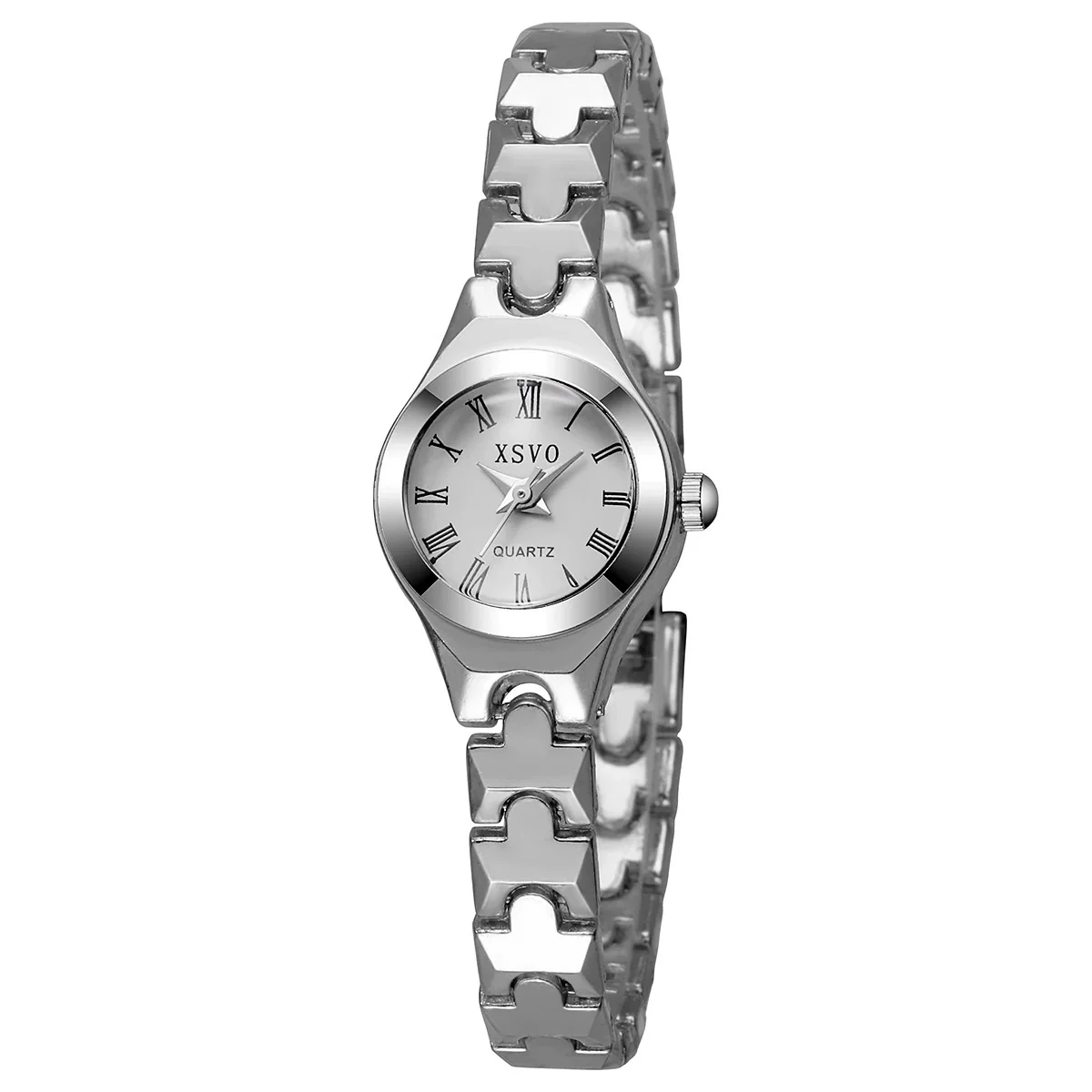 Women's Retro Roman Numeral Round Dial Alloy Bracelet Style Watch - Image 7