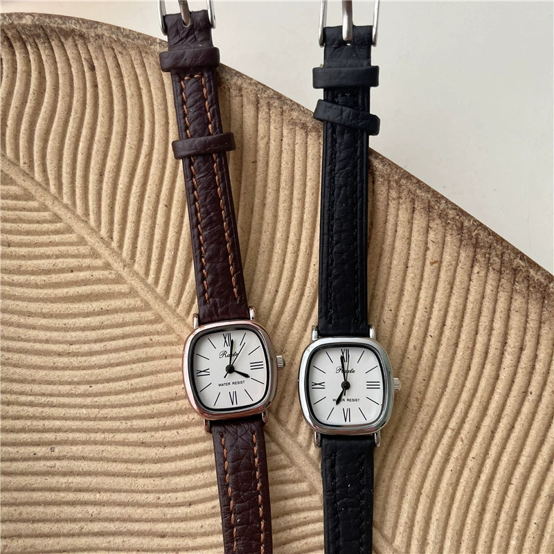 Women's Retro Square Watch Alloy Case Ordinary Glass Mirror - Image 3
