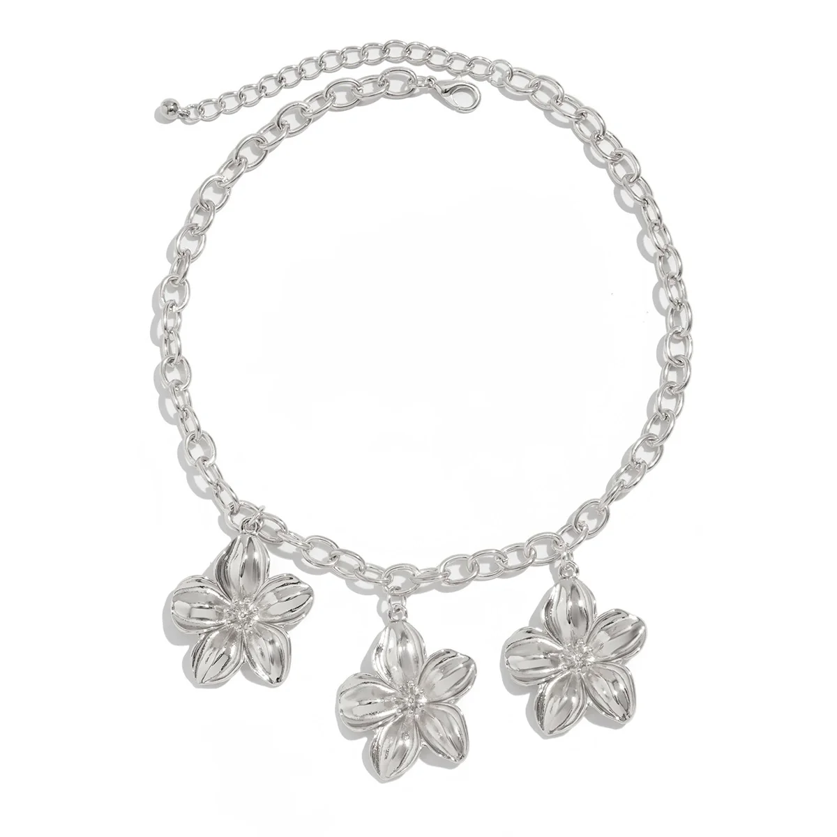 Women's Retro Stereo Flower Geometric Alloy Iron Chain Clavicle Necklace With Electroplating - Image 5