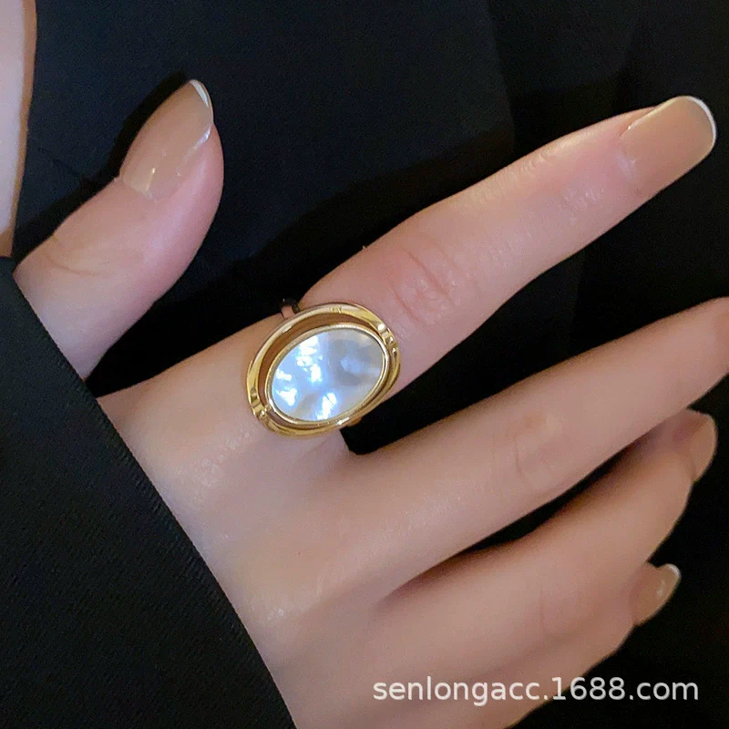 Women's Ring Copper With Real 18K Gold Electroplated Natural Abalone Shell - Image 2