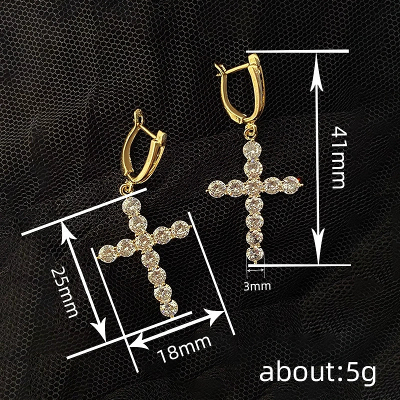 Women's Round Zircon Geometric Style Copper Earrings - Image 4
