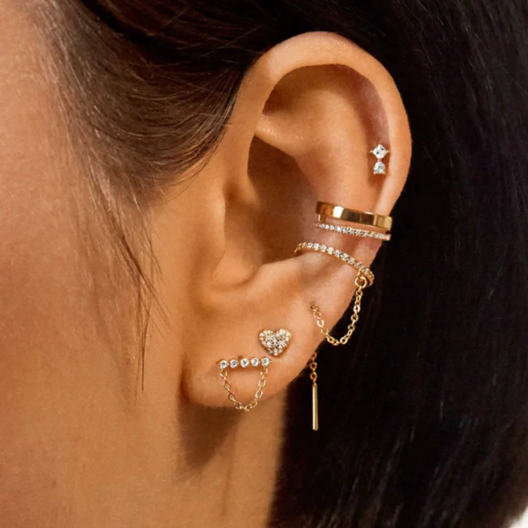 Women's S925 Silver Copper Plated Real Gold Geometric Circle Ear Buckle Earrings With Zirconia - Image 4