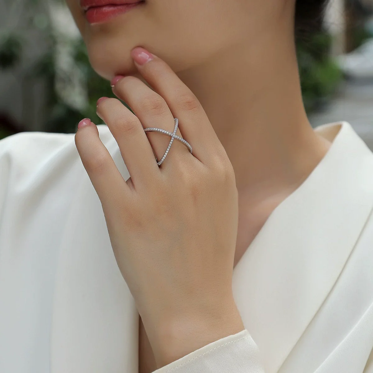 Women's S925 Silver Geometric Moissanite Inlay Fashion Rings - Image 2