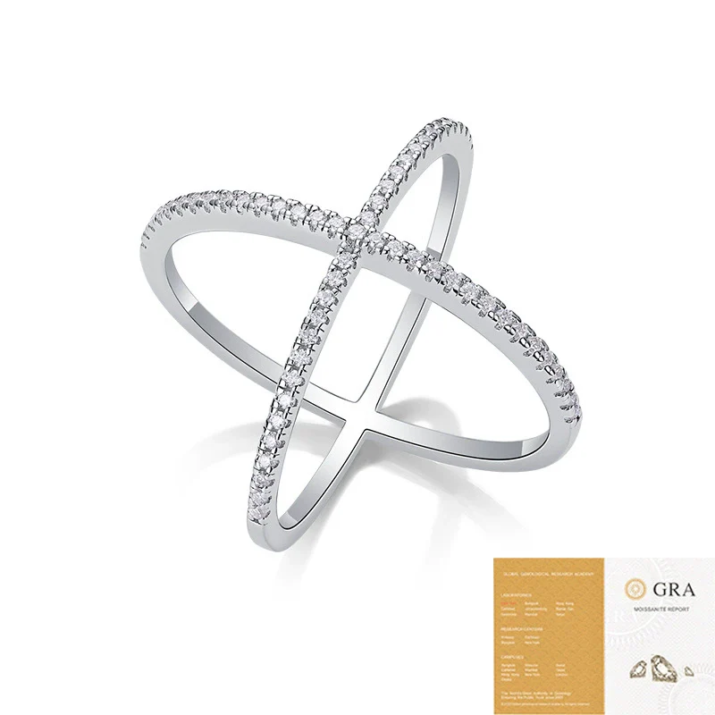 Women's S925 Silver Geometric Moissanite Inlay Fashion Rings - Image 5