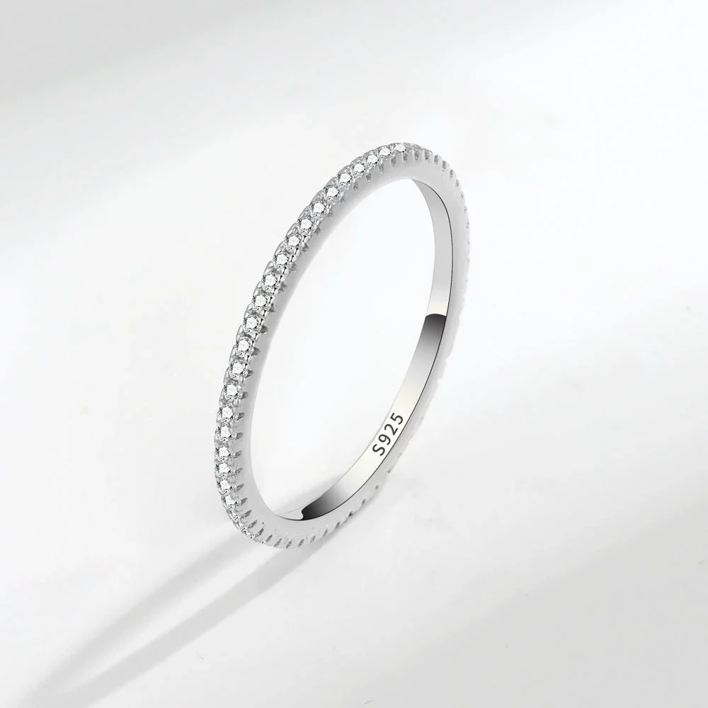 Women's S925 Silver Geometric Single Row Diamond Tail Ring With Electroplating - Image 6