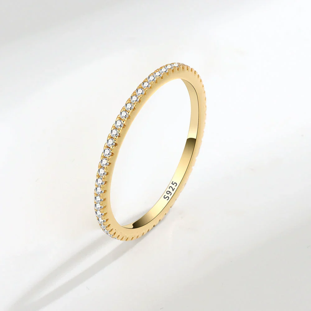 Women's S925 Silver Geometric Single Row Diamond Tail Ring With Electroplating - Image 7