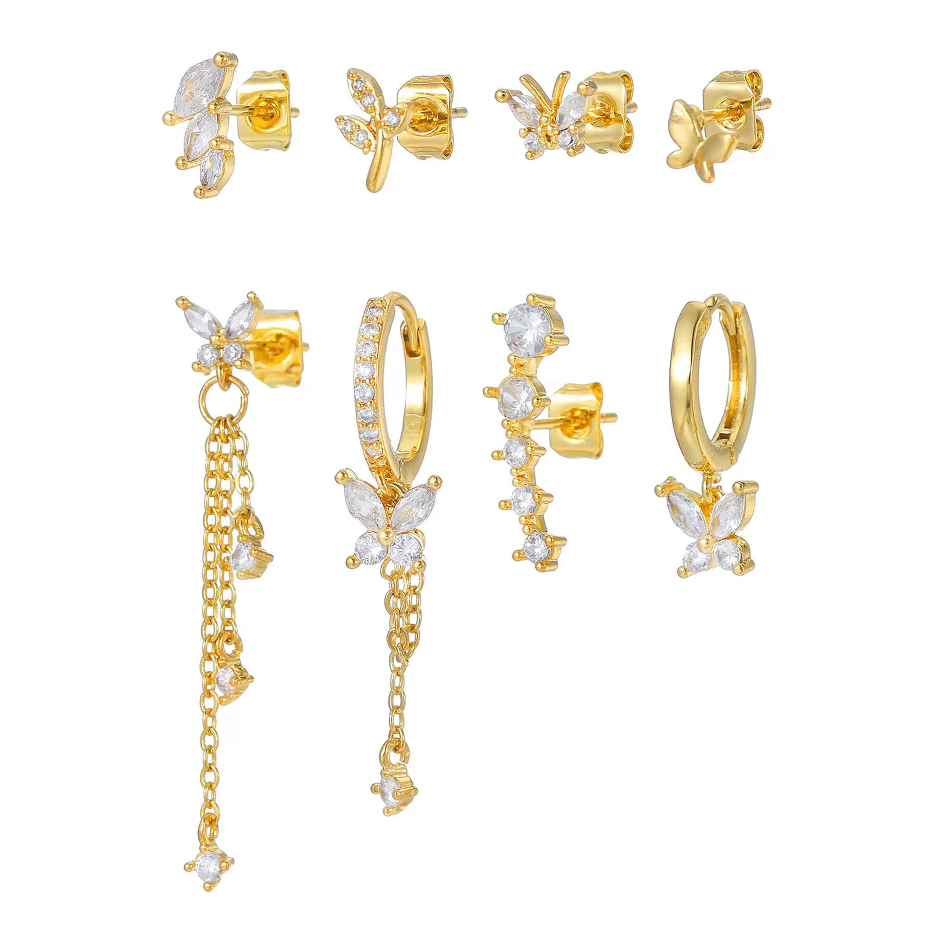 Women's S925 Sterling Silver And Copper Geometric Butterfly Chain Tassel Earrings With Zirconia - Image 6
