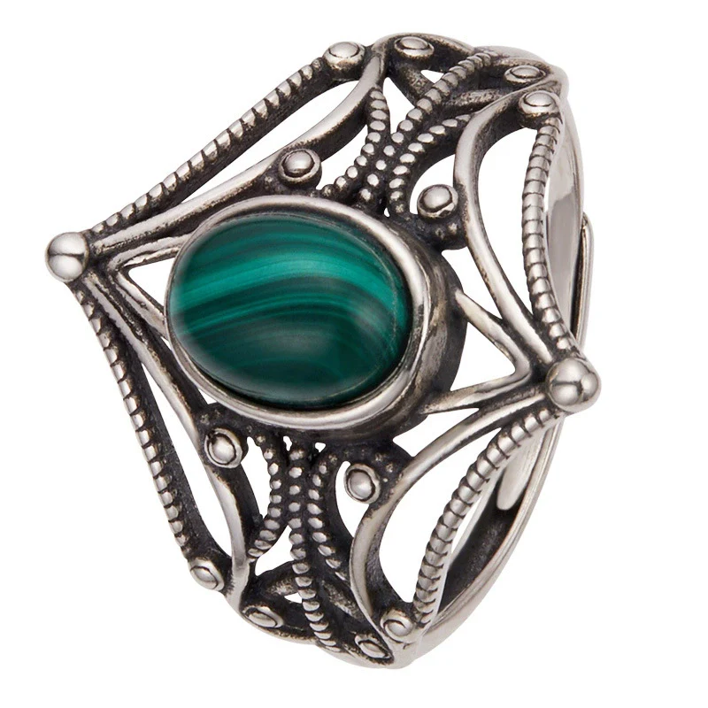 Women's S925 Sterling Silver Colored Gemstone Ring Set With Gemstones Natural Gemstone Moonstone Topaz Tiger Eye Blue Crystal Exotic Geometric - Image 5