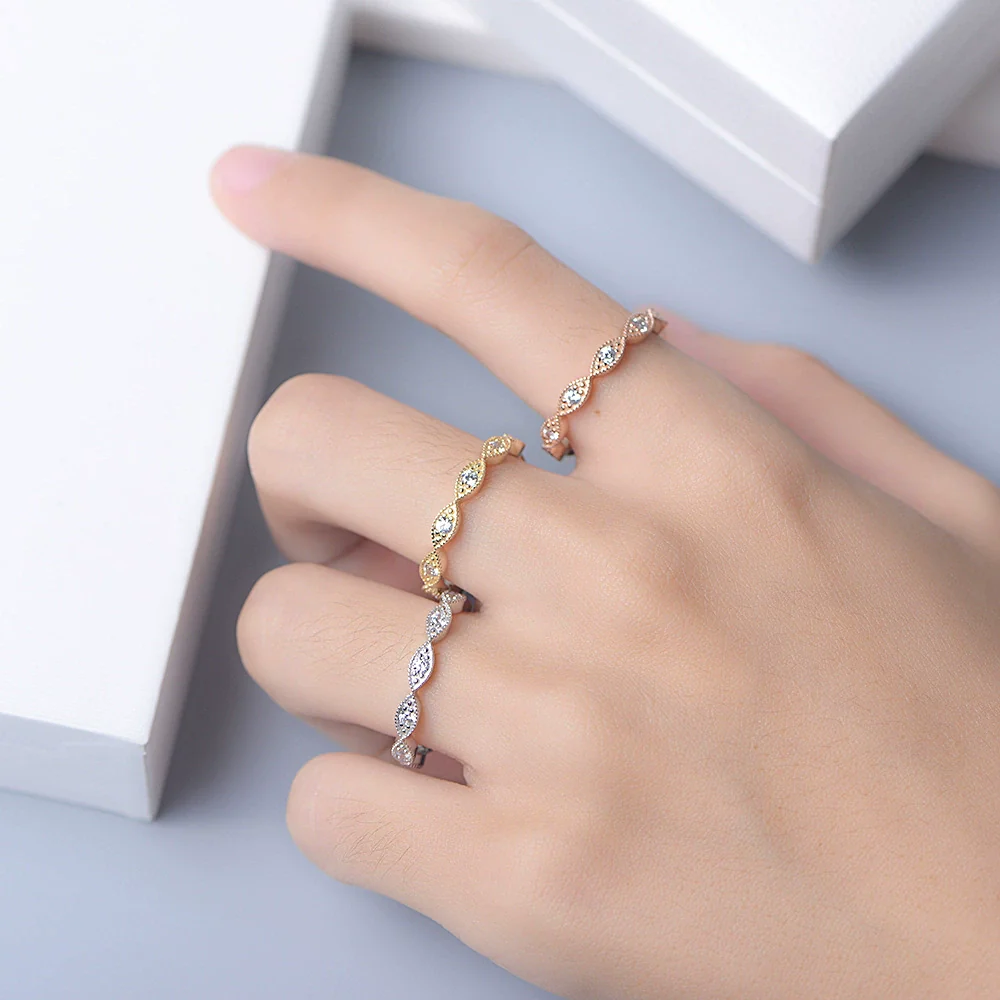 Women's S925 Sterling Silver Diamond Pattern Devil's Eye Zircon Ring Geometric Style - Image 4