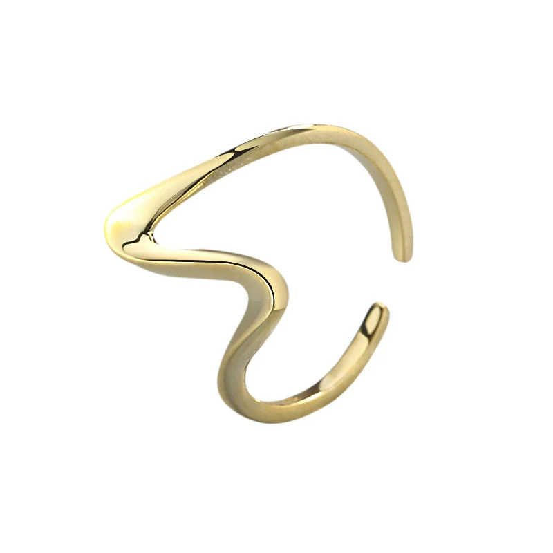 Women's S925 Sterling Silver Fluctuation Twisted Open Ring Jewelry With Electroplating - Image 5