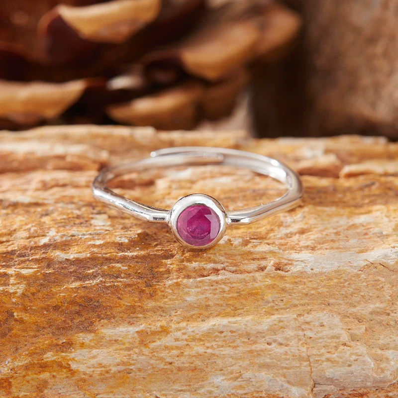 Women's S925 Sterling Silver Geometric Gemstone Ring Set With Natural Sapphire Ruby Garnet - Image 14