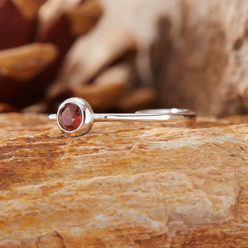 Women's S925 Sterling Silver Geometric Gemstone Ring Set With Natural Sapphire Ruby Garnet - Image 8