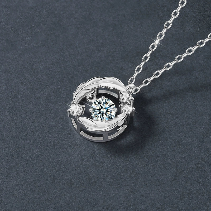 Women's S925 Sterling Silver Geometric Moissanite Pendant Cross Chain Necklace Set With Diamonds - Image 2