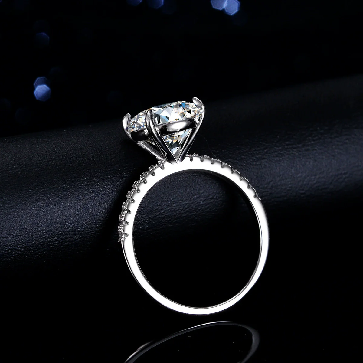 Women's S925 Sterling Silver Geometric Moissanite Ring Fourclaw Design - Image 4