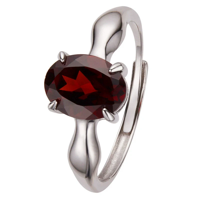 Women's S925 Sterling Silver Geometric Natural Topaz Garnet Citrine Amethyst Ring Set With Crystal - Image 5