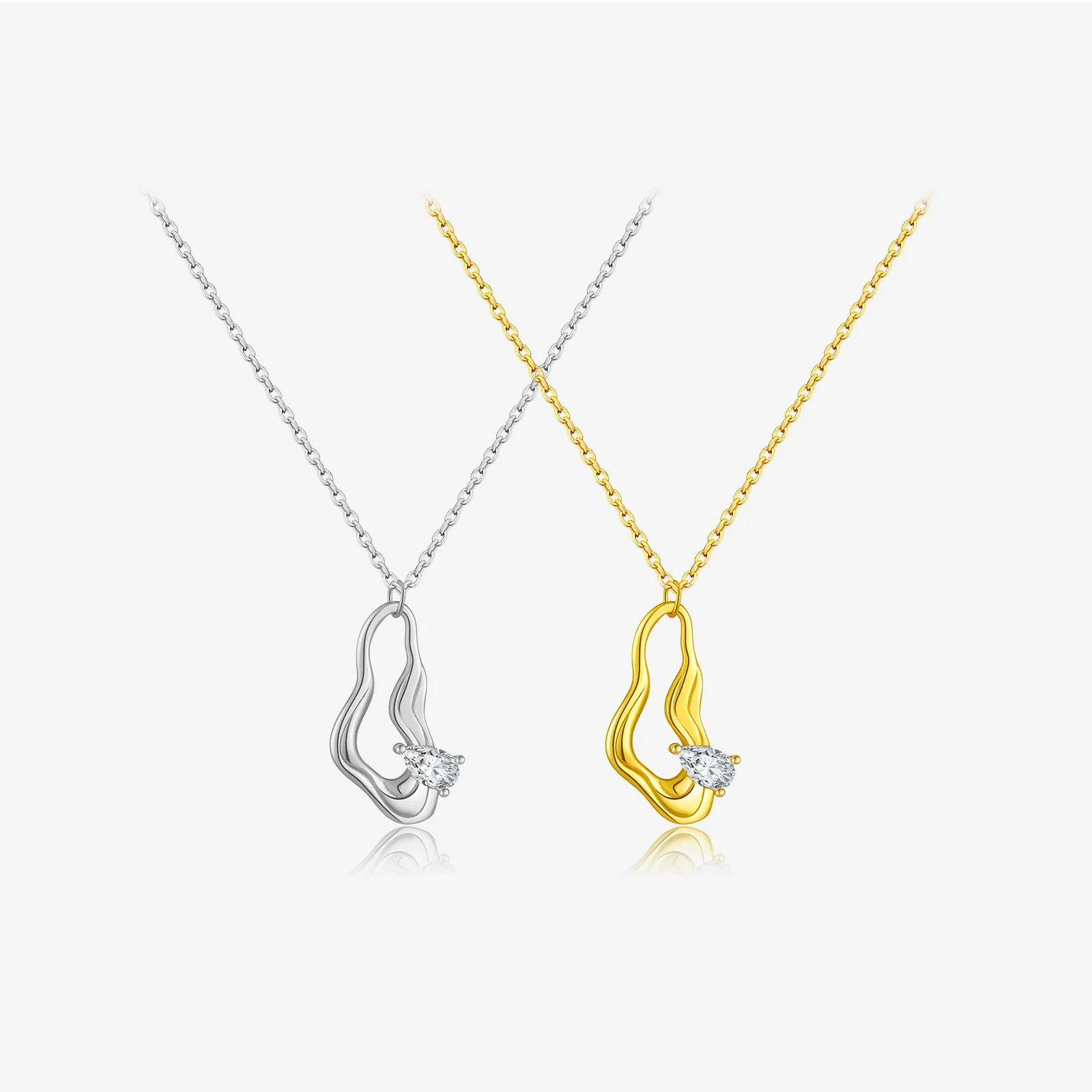 Women's S925 Sterling Silver Geometric Pendant Necklace With Electroplating Regular Chain