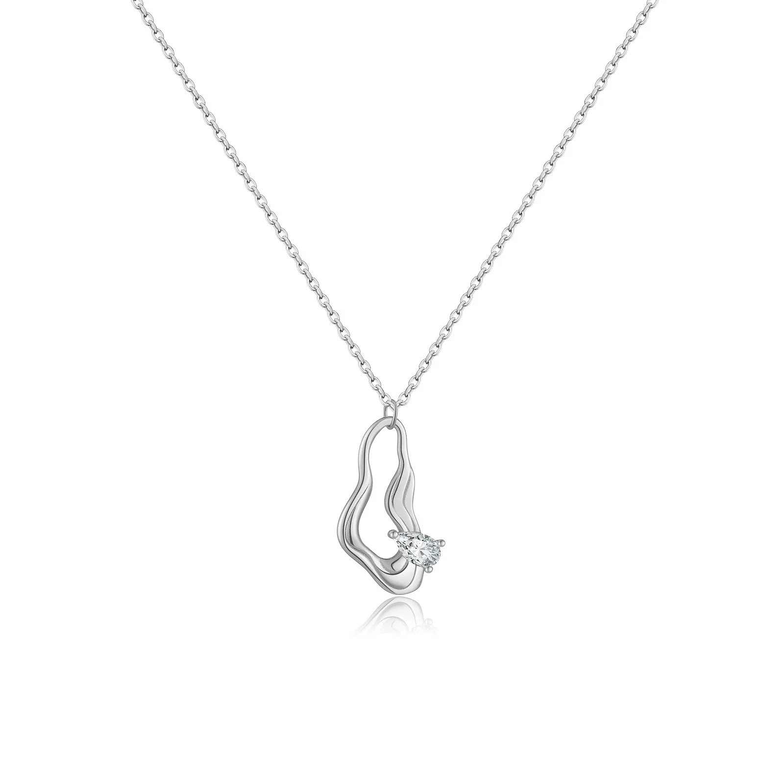 Women's S925 Sterling Silver Geometric Pendant Necklace With Electroplating Regular Chain - Image 5