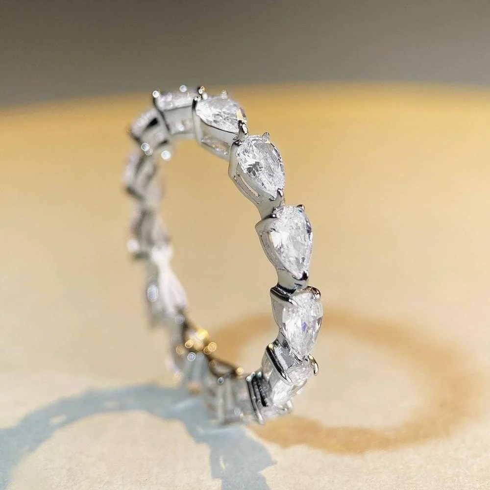 Women's S925 Sterling Silver Heartshaped Diamond Ring Jewelry With Electroplating - Image 2