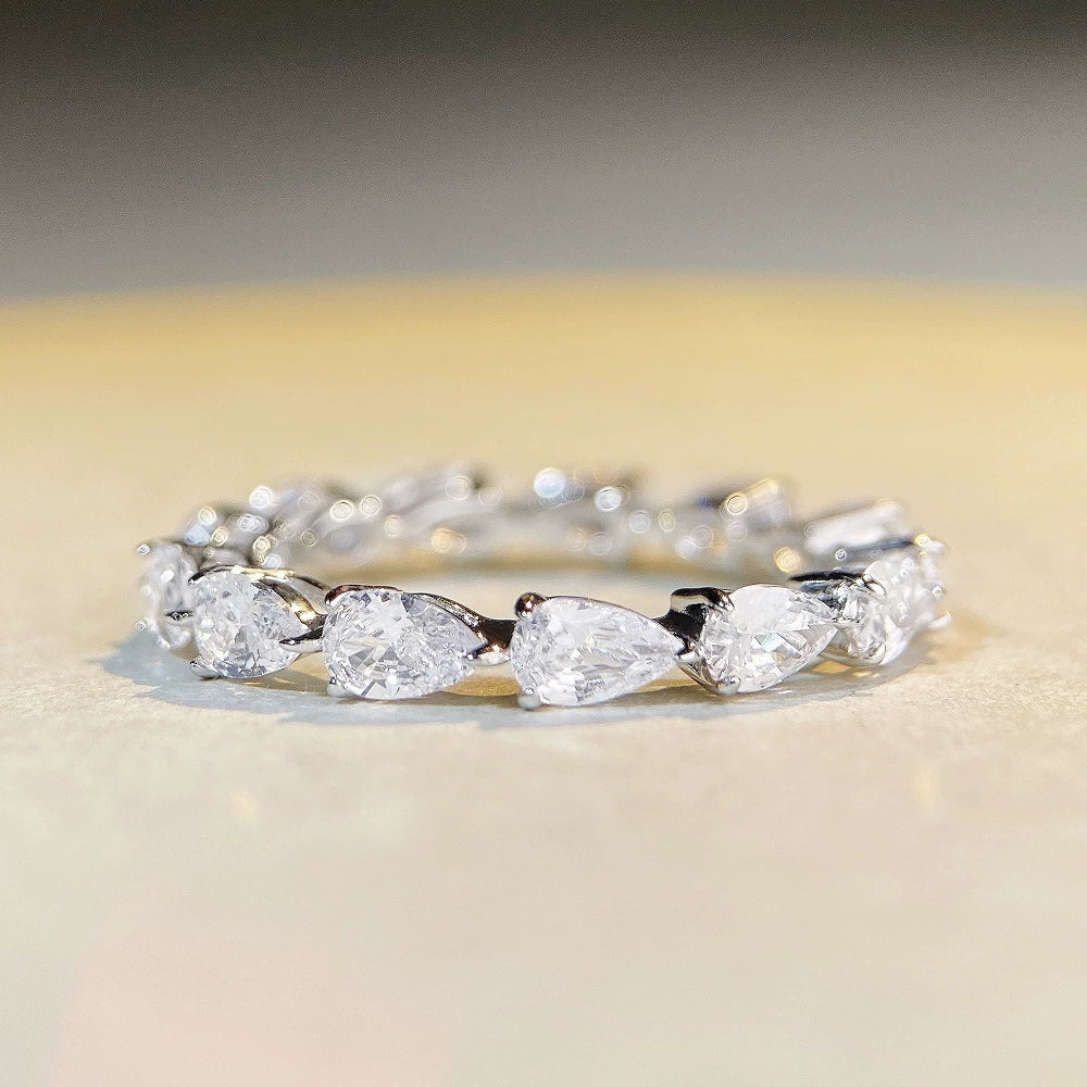 Women's S925 Sterling Silver Heartshaped Diamond Ring Jewelry With Electroplating - Image 3