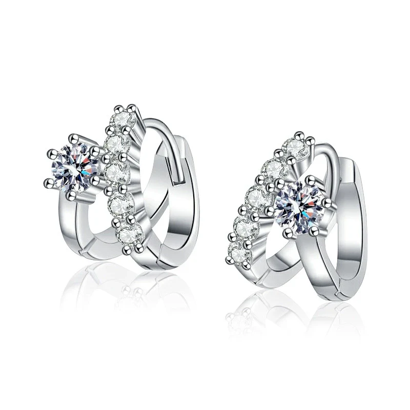 Women's S925 Sterling Silver Moissanite Earrings Set With Diamonds Light Luxury Highend Ear Jewelry - Image 2