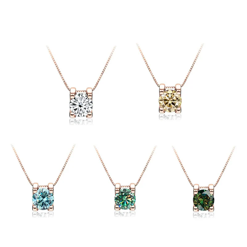Women's S925 Sterling Silver Moissanite Necklace With Bull Head Style And Snake Bone Chain Round Shape Animals And Zodiac Pattern - Image 2