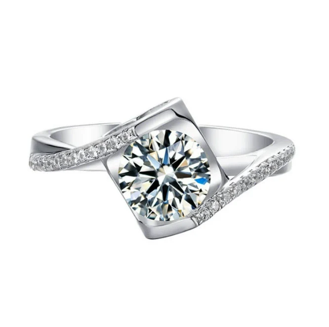 Women's S925 Sterling Silver Moissanite Ring With Geometric Design - Image 5
