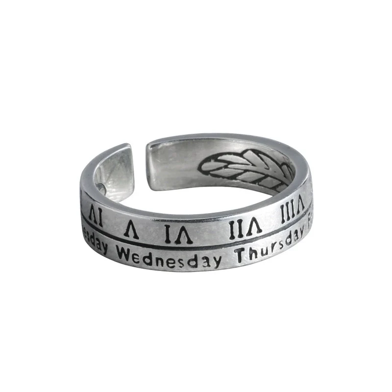Women's S925 Sterling Silver Open Ring With Roman Numerals And Electroplating Treatment - Image 5