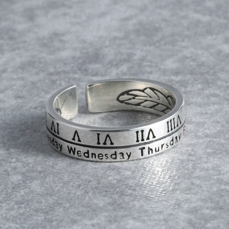 Women's S925 Sterling Silver Open Ring With Roman Numerals And Electroplating Treatment - Image 6