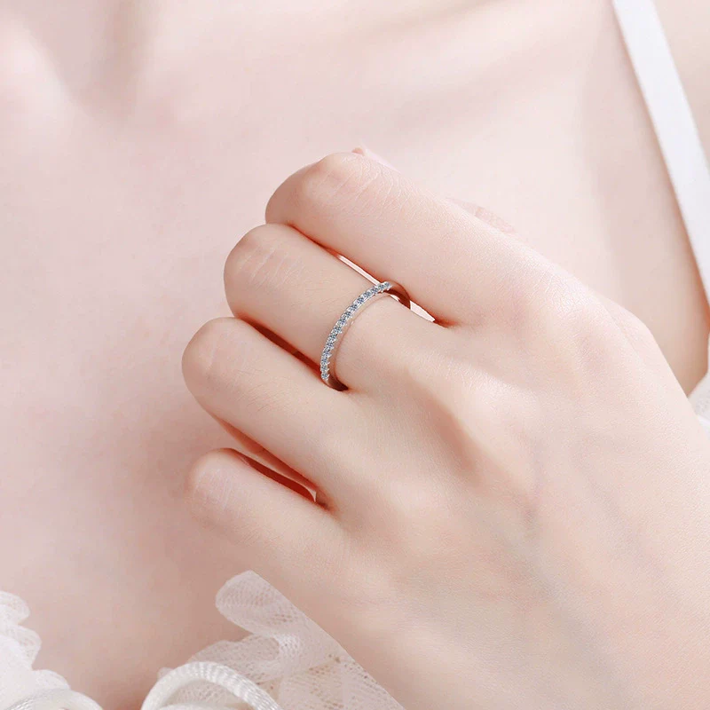 Women's S925 Sterling Silver Plated Pt950 Gold Inlaid Moissanite Geometric Ring - Image 4